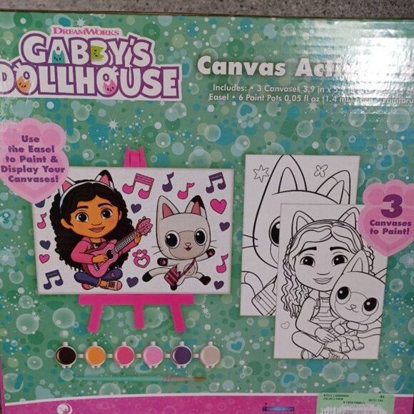 Paint Canvas Easel Paintbrush Set Gabby's Dollhouse Kids Fun Art Crafting Toy - Picture 7 of 7